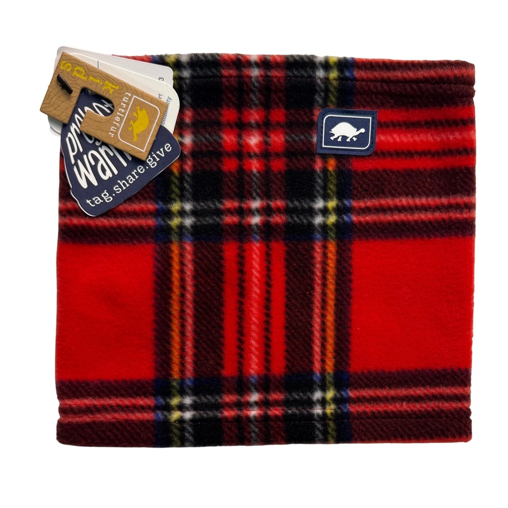 Turtle Fur Kids Red Plaid Fleece Neck Warmer Gaiter Ages 3-6